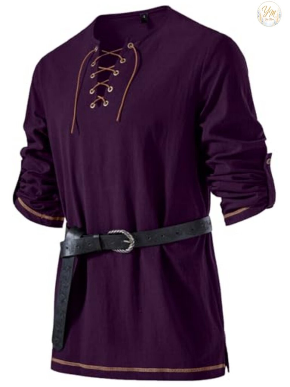100% Cotton Men's Renaissance Tunic Shirt Long Sleeve Costume Top